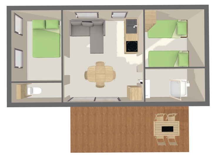 Bekijk het plan Stacaravan Confort 33 m² (2 kamers - 4 pers)