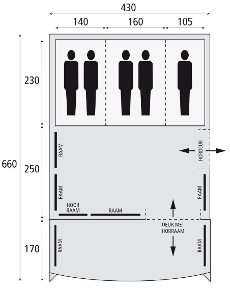 Bekijk het plan Tente aménagée (3 chambres - 5 personnes)